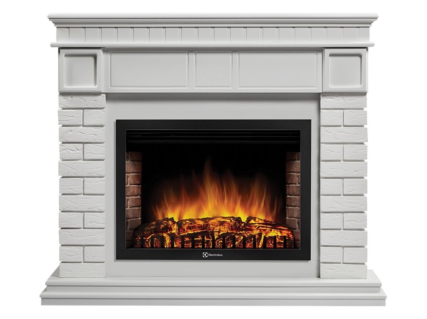 Каминокомплект Firelight Bricks 30 с очагом Electrolux EFP/P-3020LS камень белый/белая эмаль
